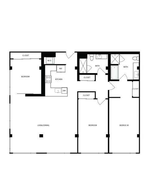 Floor plan for 3 beds, 2 baths, 1814 sqft